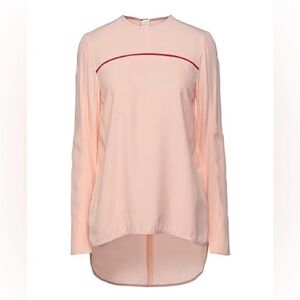 NWT Marni Pale Peach Crew Neck Blouse High Low Hem Cut Out Cuff IT 38 (US 2)